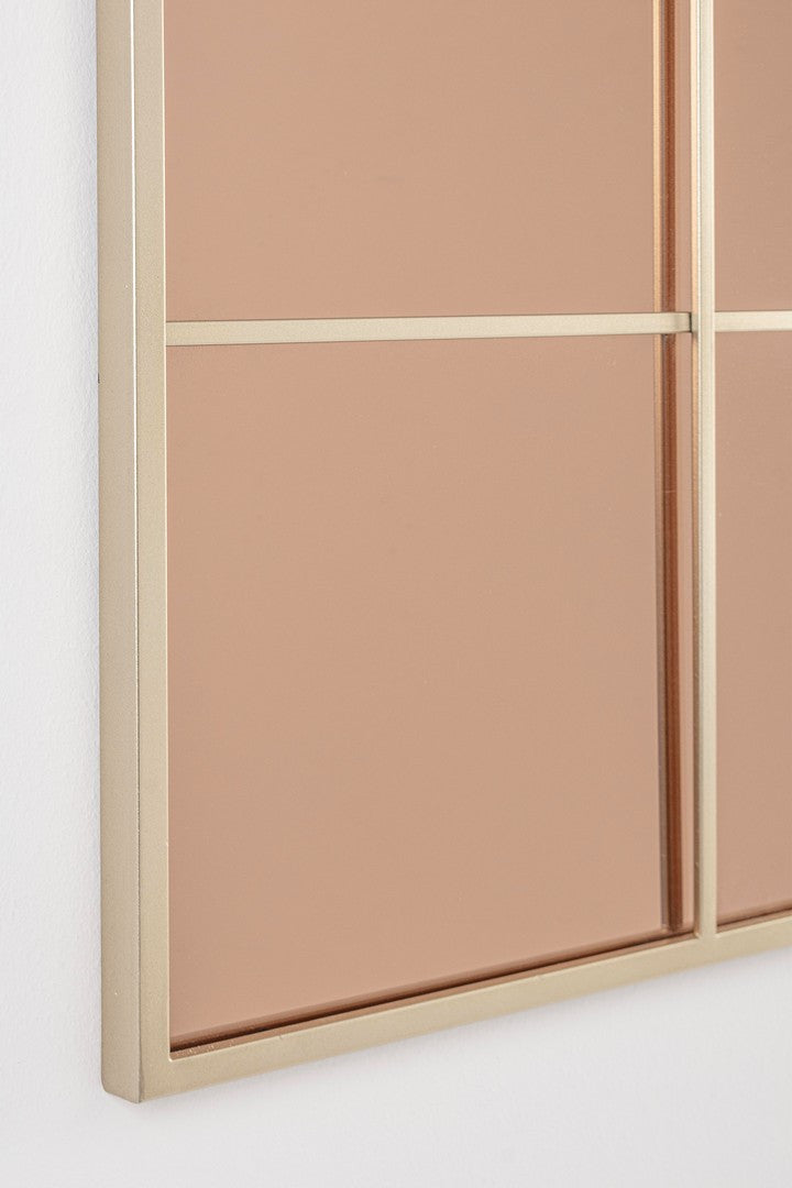 Window Style Wall Mirror 90x90 cm – Gold & Bronze Decorative Mirror
