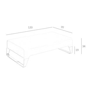 Rectangular coffee table in walnut and chromed steel