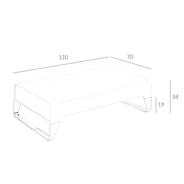 Rectangular coffee table in walnut and chromed steel