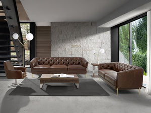 Rectangular coffee table in walnut and chromed steel