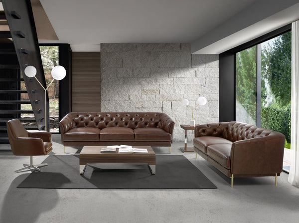 Rectangular coffee table in walnut and chromed steel