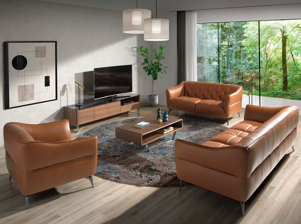 Rectangular coffee table in walnut and chromed steel