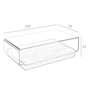 Rectangular coffee table in tempered glass and walnut