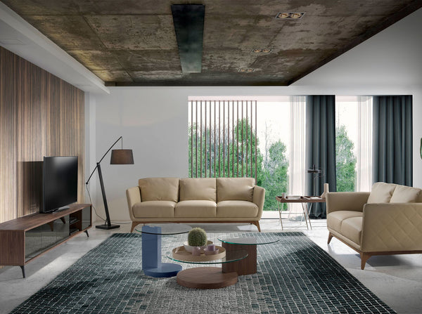 Rectangular corner table in walnut and chromed steel