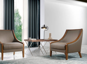 Rectangular corner table in walnut and chromed steel