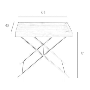 Rectangular corner table in walnut and chromed steel