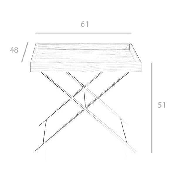 Rectangular corner table in walnut and chromed steel