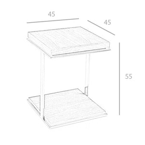 Square corner table in walnut and chromed steel