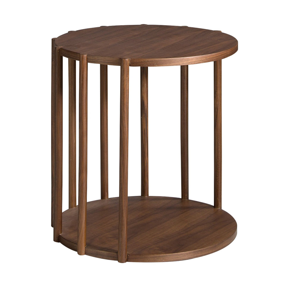 Round walnut corner table