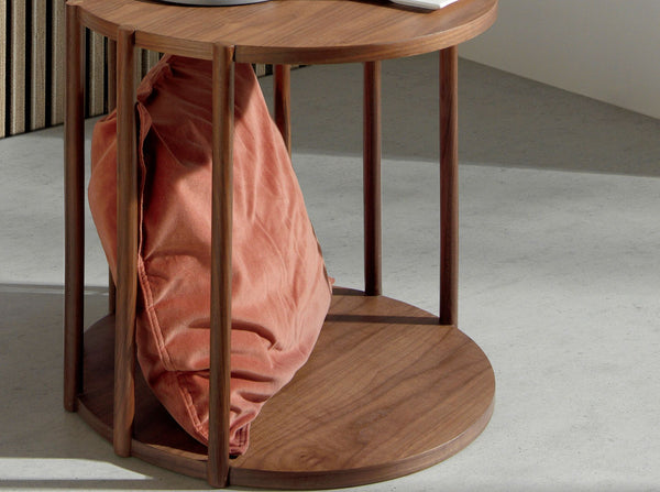 Round walnut corner table
