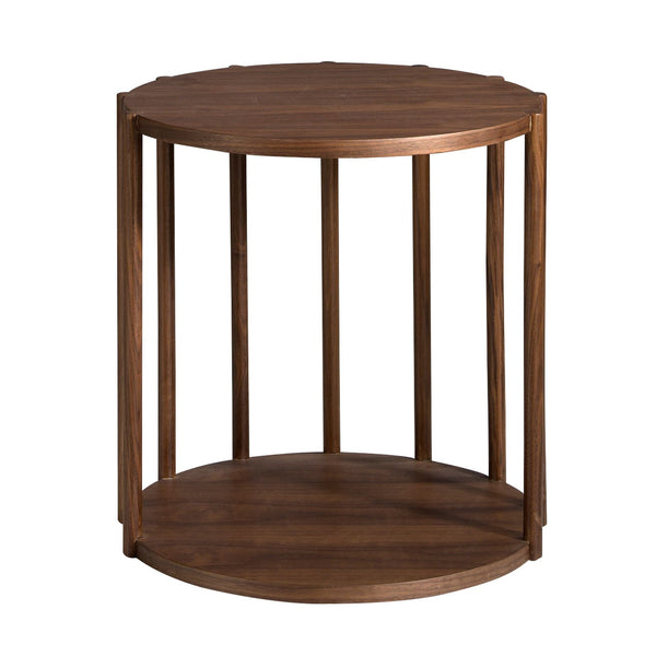 Round walnut corner table