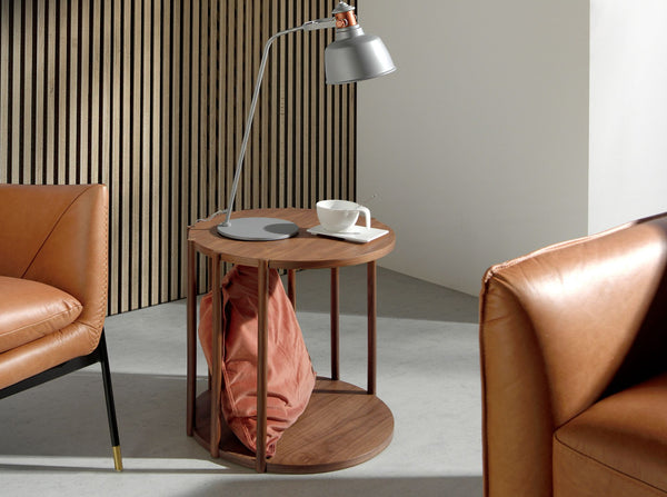 Round walnut corner table