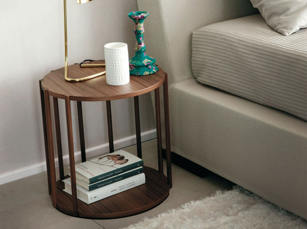 Round walnut corner table