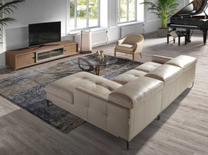 Round coffee table in tempered glass and walnut
