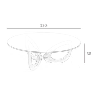Round coffee table in tempered glass and walnut