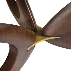 Round coffee table in tempered glass and walnut