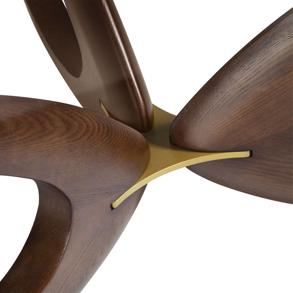 Round coffee table in tempered glass and walnut