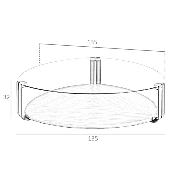 Triangular coffee table in tempered glass, black steel and walnut