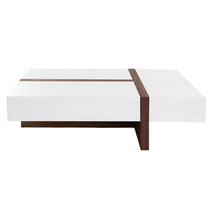 Rectangular coffee table in walnut and white