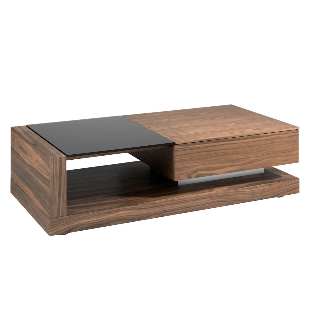 Rectangular coffee table Rectangular coffee table Black glass and walnut