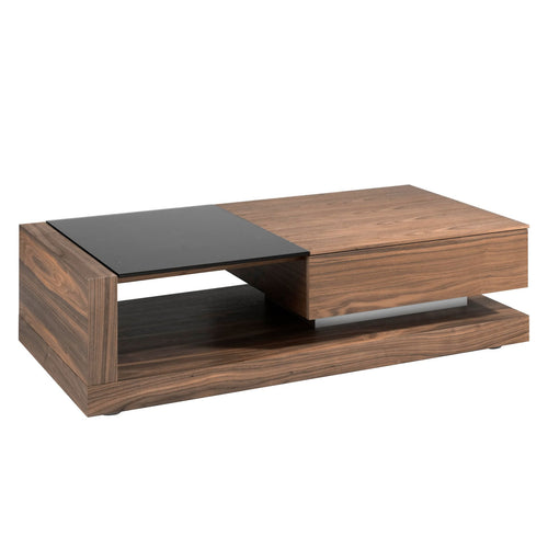 Rectangular coffee table Rectangular coffee table Black glass and walnut
