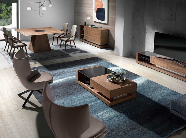 Rectangular coffee table Rectangular coffee table Black glass and walnut