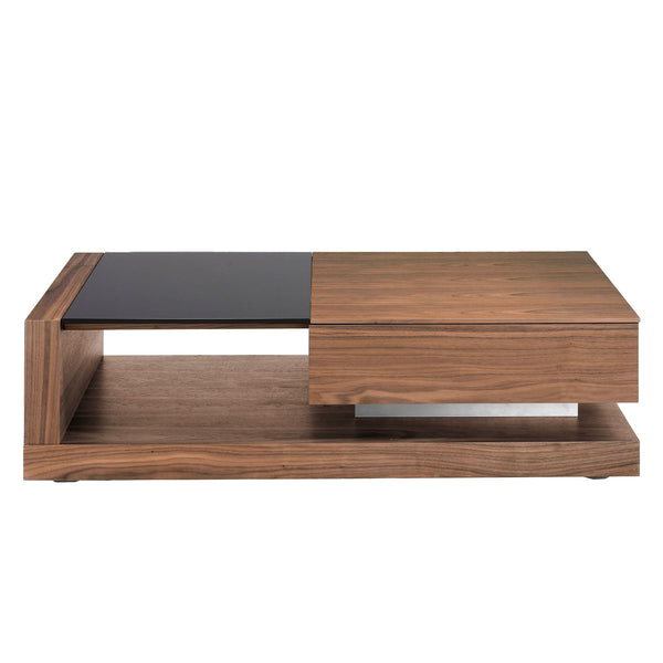 Rectangular coffee table Rectangular coffee table Black glass and walnut
