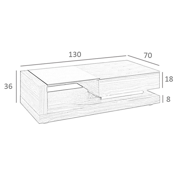 Rectangular coffee table Rectangular coffee table Black glass and walnut