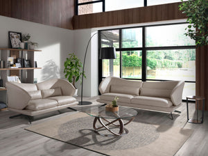 Round coffee table in tempered glass, walnut and chromed steel