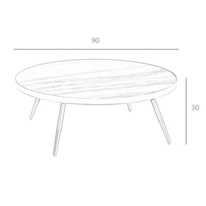Round coffee table in porcelain marble and black steel