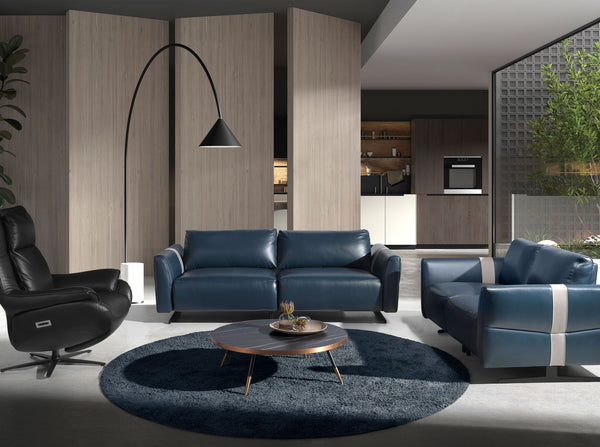 Round coffee table in porcelain marble and black steel