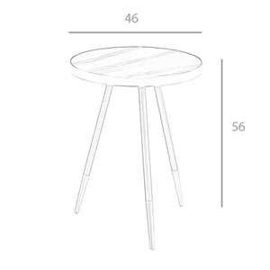 Round corner table in porcelain marble and black steel