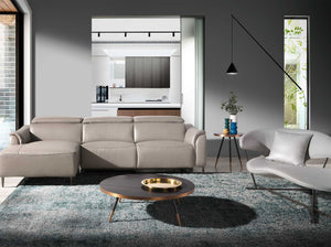 Round corner table in porcelain marble and black steel