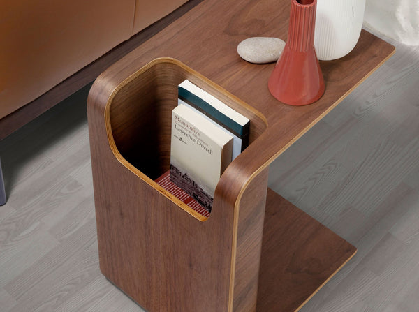 Rectangular walnut corner table