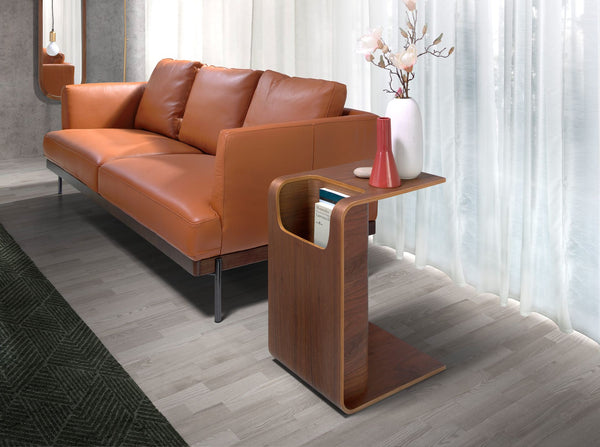 Rectangular walnut corner table