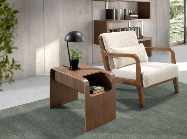Rectangular walnut corner table