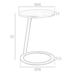 Round corner table in walnut and black steel