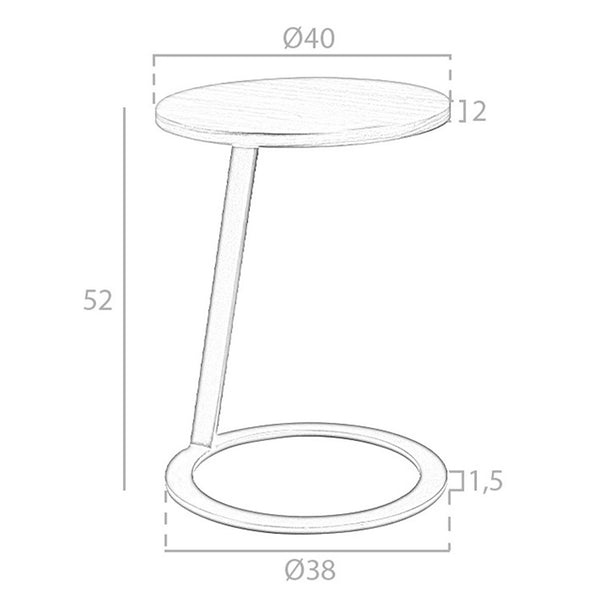 Round corner table in walnut and black steel