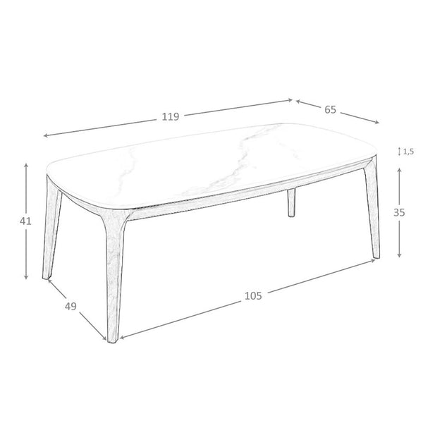 Oval porcelain, marble and walnut table