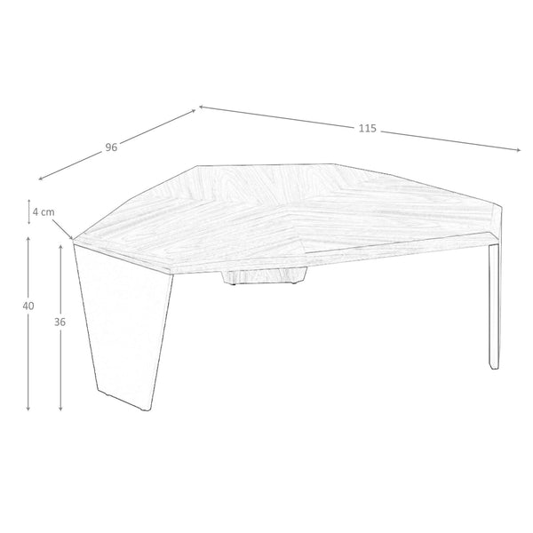 Asymmetrical coffee table in walnut and black PVC