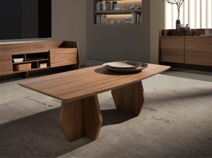 Oval walnut barrel coffee table