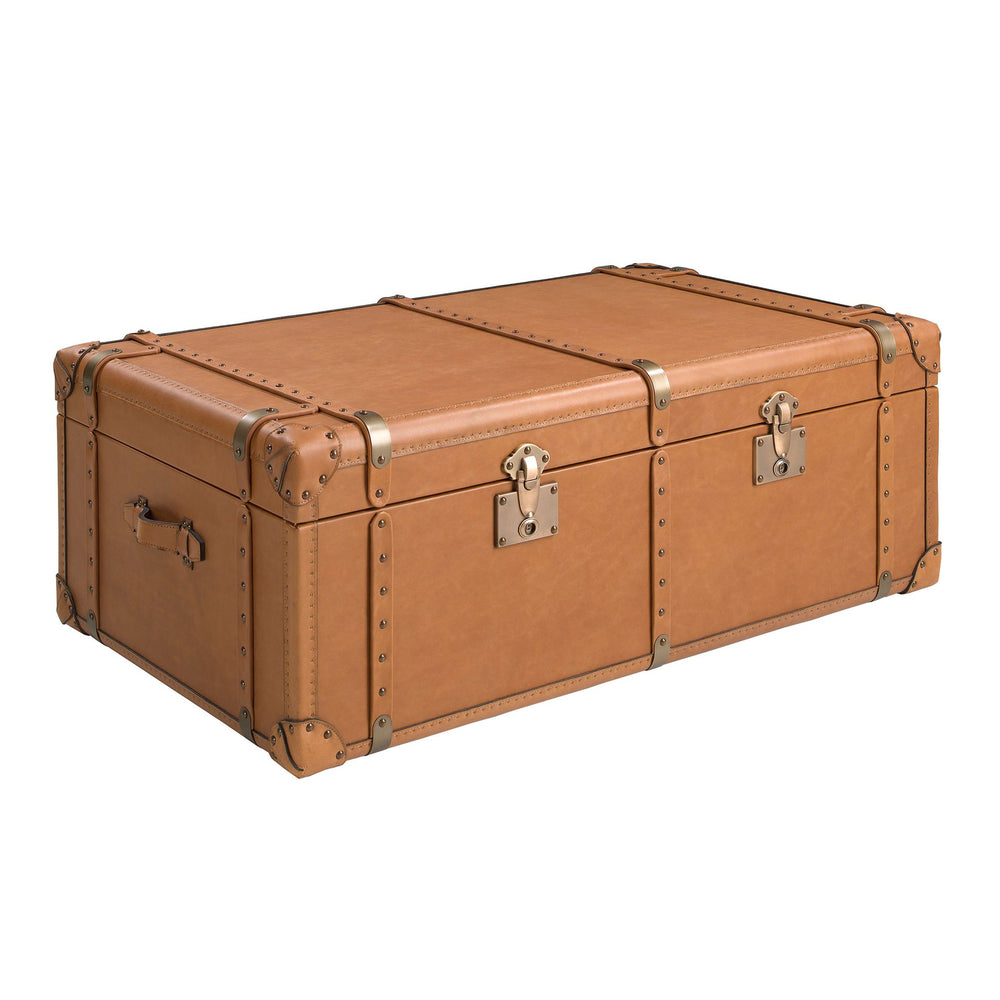 Brown leather trunk