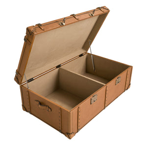 Brown leather trunk