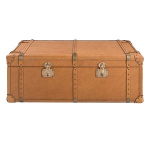 Brown leather trunk