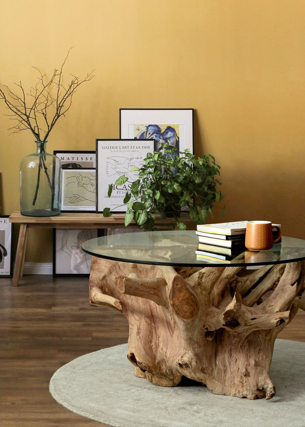 Round Side Table Ø80 cm – Modern Glass Top Table D70