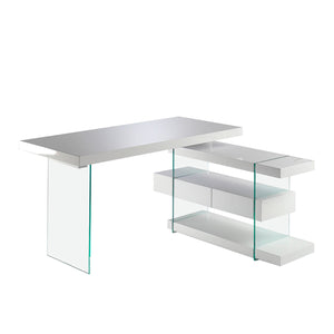 White wood and tempered glass desk