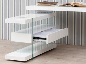 White wood and tempered glass desk
