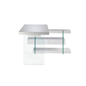 White wood and tempered glass desk