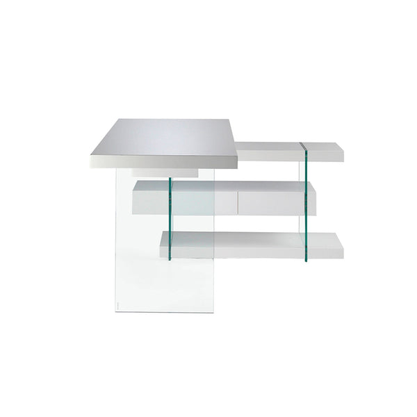 White wood and tempered glass desk