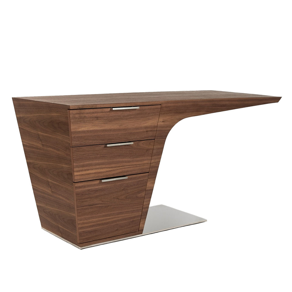 Walnut desk with chromed steel base